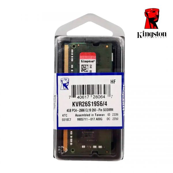 Memoria RAM SODIMM KVR 4GB 2666MHz DDR4 Non-ECC CL19 1Rx16 Kingston (KVR26S19S6/4)