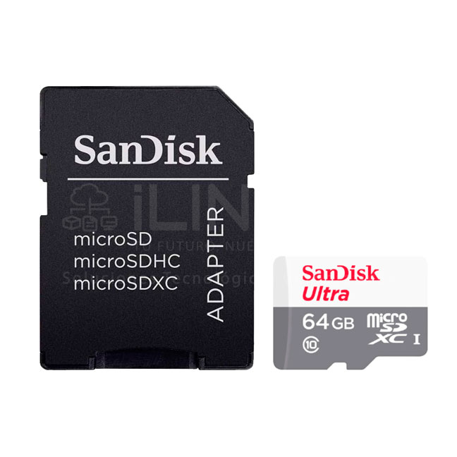 Tarjeta Micro SDXC USH-1 Sandisk 64GB 100MB/s Ultra w/adap C10 Android