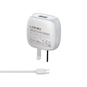 Cargador para celular LDNIO A1306Q 18W 1P USB + Cable USB a Micro