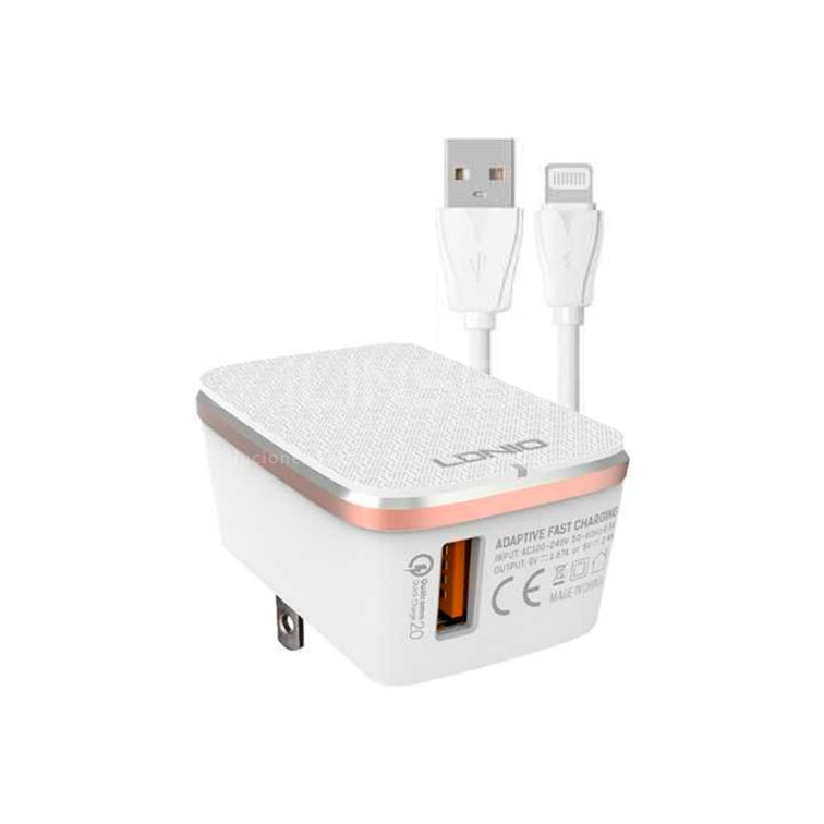 Cargador para iPhone LDNIO A1204Q 18W 1P USB + Cable USB a IPH