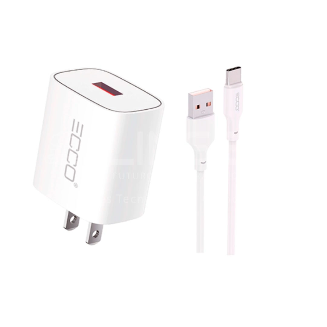 Cargador para celular ECCO EC18-C 18W + Cable USB a Tipo C
